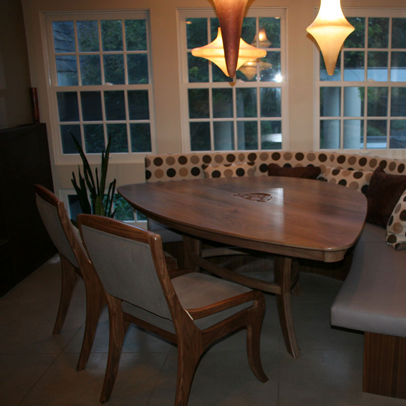 Custom Black Walnut Table and Chairs for Familyroom