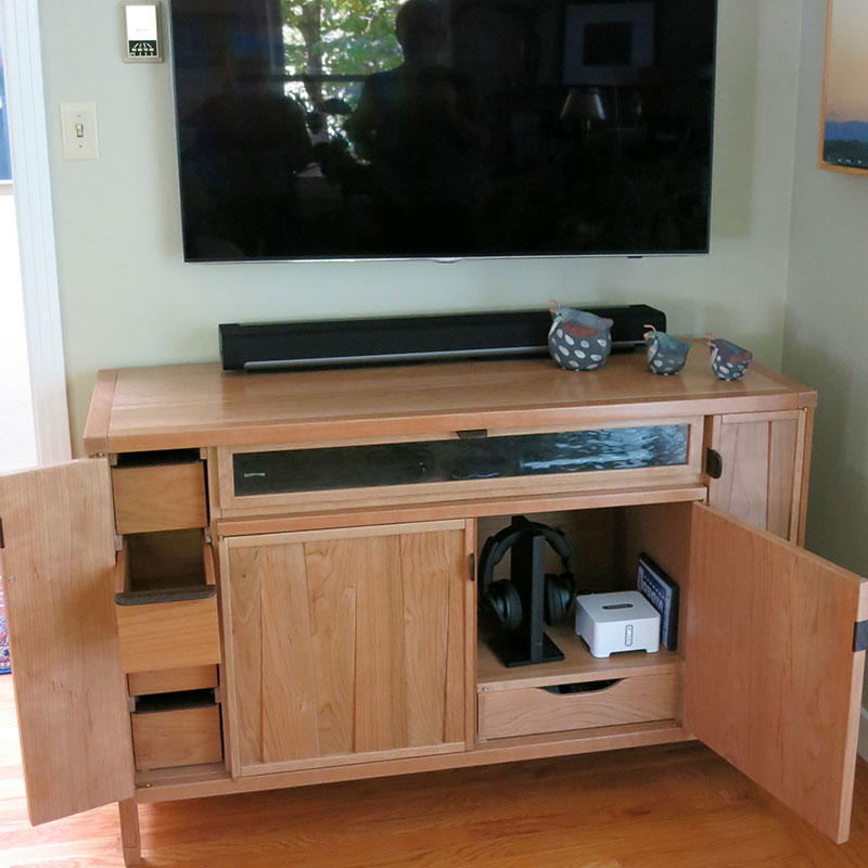 American Cherry Entertainment Console with Greene and Greene design features
